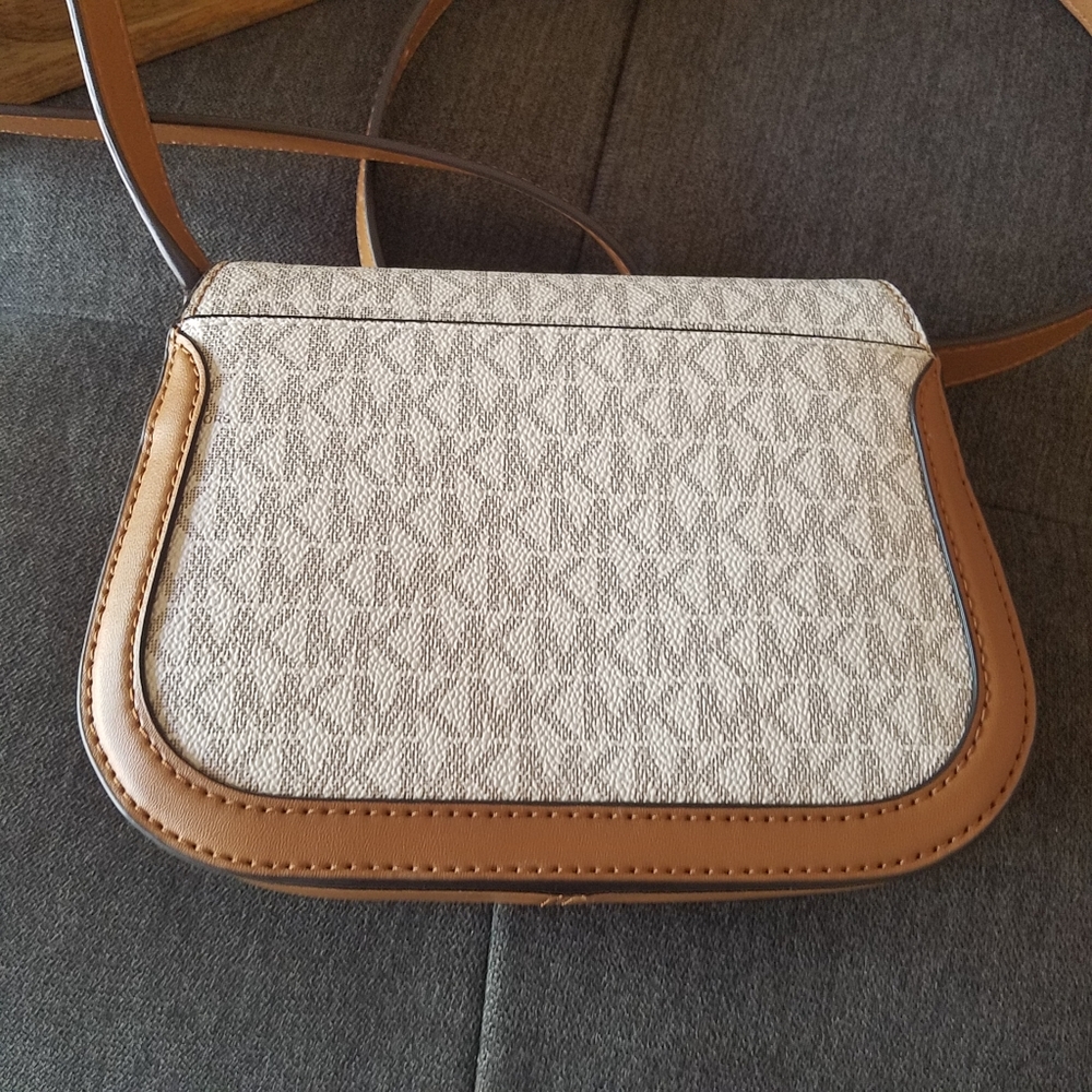 AUTHENTIC Michael Kors Lucie Leather Trim Small Logo Crossbody Bag NEW - Picture 11 of 16